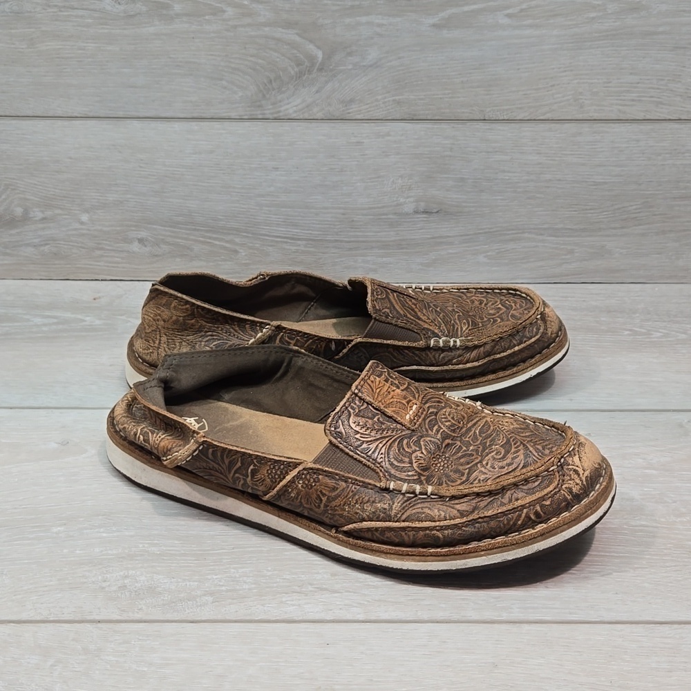 Ariat Womens Leather Cruiser boat  Western Cowboy Loafer Slip on shoes sz 10